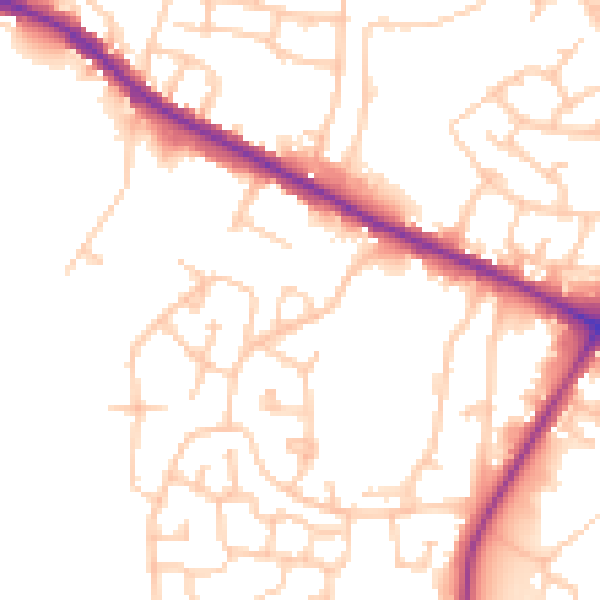 Daytime road noise heatmap for M38 0PA