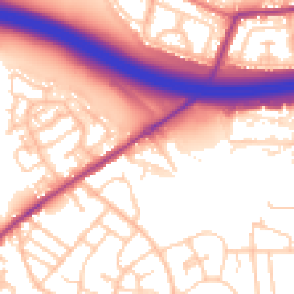 Daytime road noise heatmap for M38 9BB
