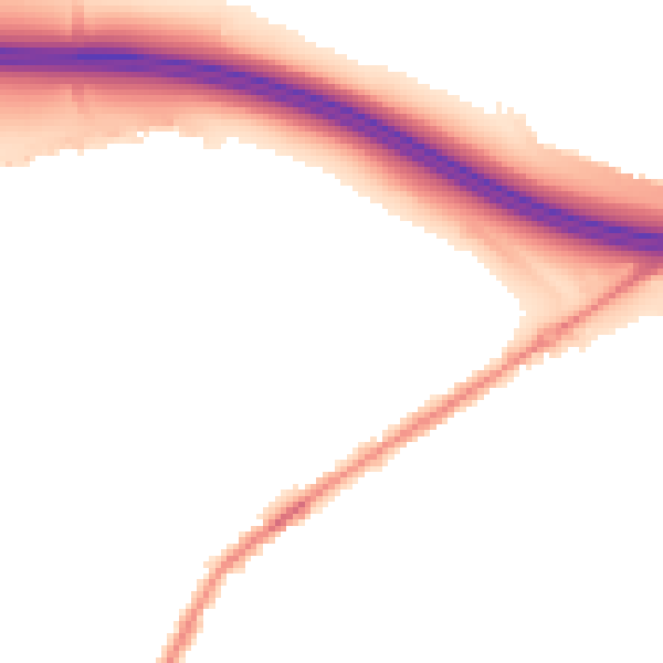Night-time road noise heatmap for M38 9EH