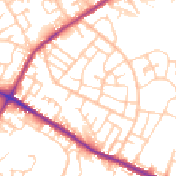 Daytime road noise heatmap for M38 9GW