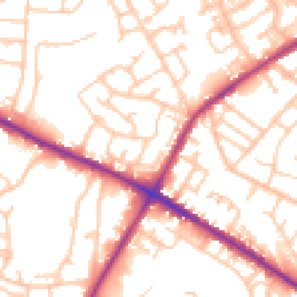 Daytime road noise heatmap for M38 9GZ