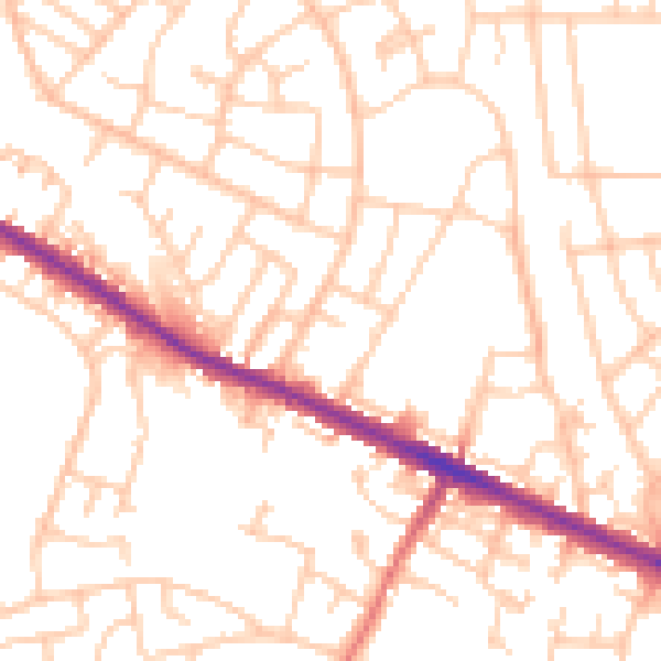 Daytime road noise heatmap for M38 9LT