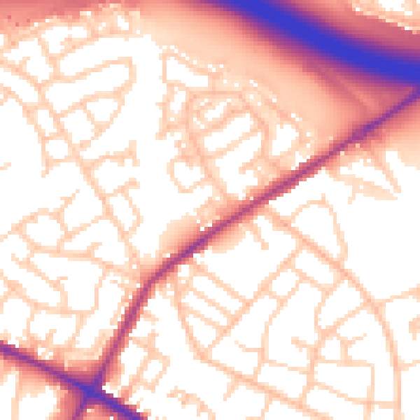 Daytime road noise heatmap for M38 9UG