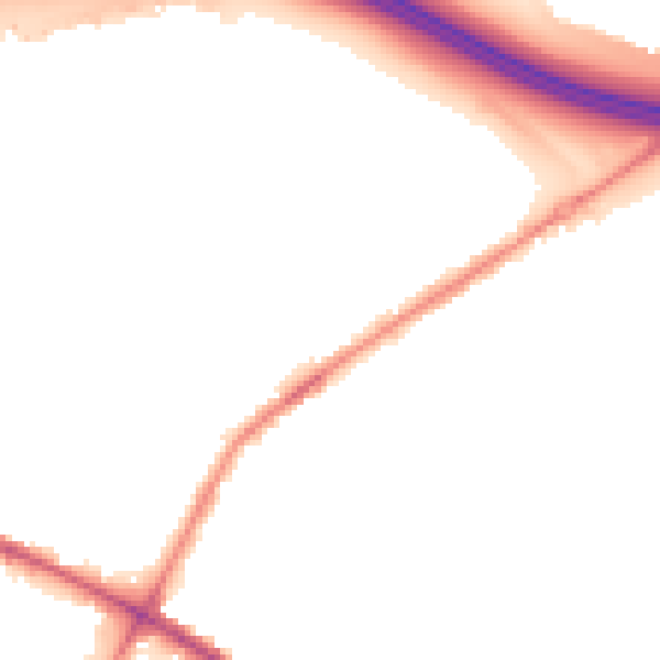 Night-time road noise heatmap for M38 9UG