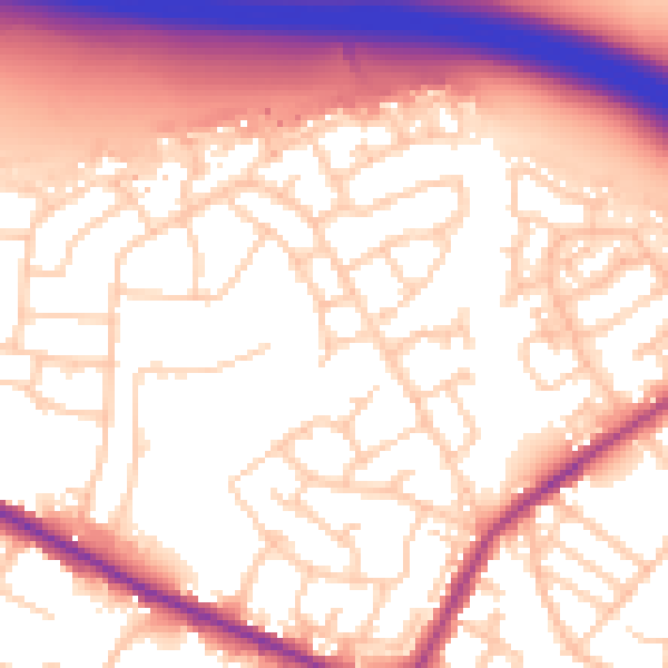 Daytime road noise heatmap for M38 9UJ