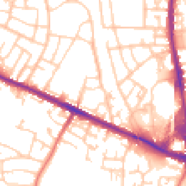 Daytime road noise heatmap for M38 9WL