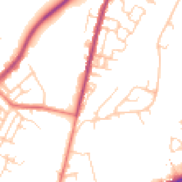 Daytime road noise heatmap for M40 0AB