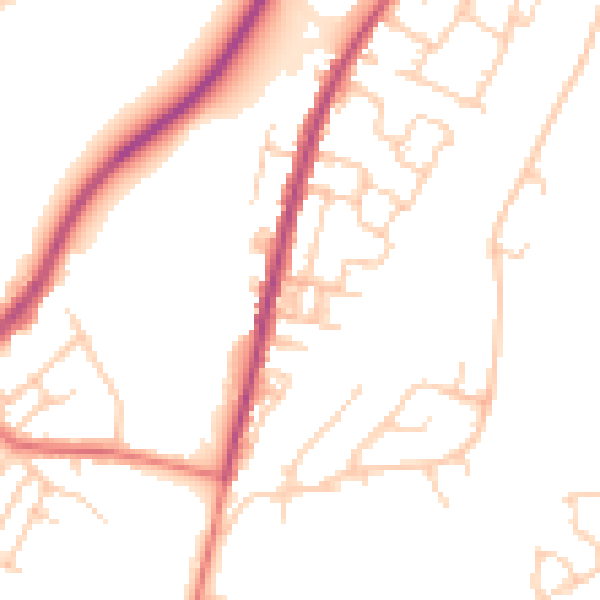 Daytime road noise heatmap for M40 0AW