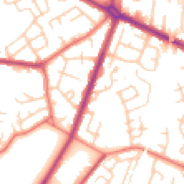 Daytime road noise heatmap for M40 0BT