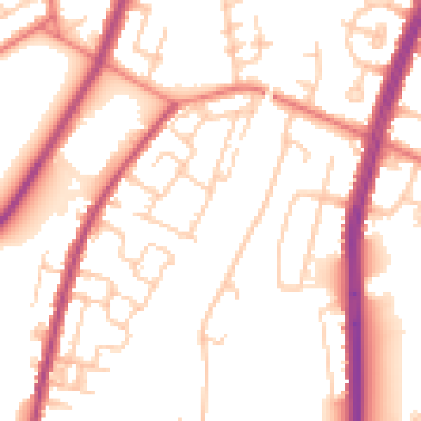 Daytime road noise heatmap for M40 0DR