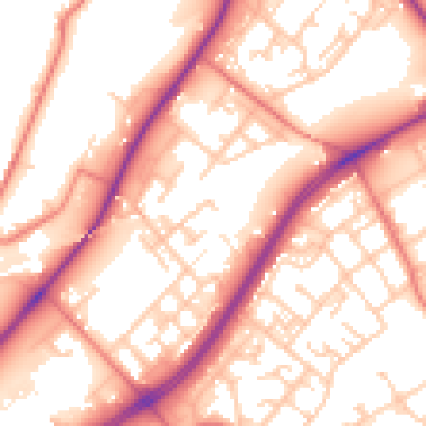 Daytime road noise heatmap for M40 7UJ