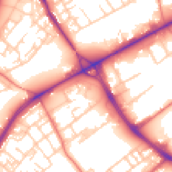 Daytime road noise heatmap for M40 8DQ