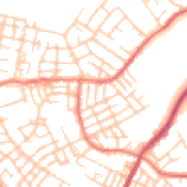Daytime road noise heatmap for M40 9LL