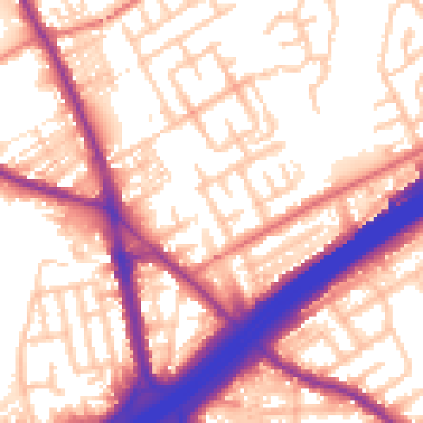 Daytime road noise heatmap for M45 6DJ