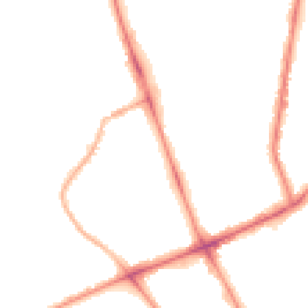 Night-time road noise heatmap for M7 2AE