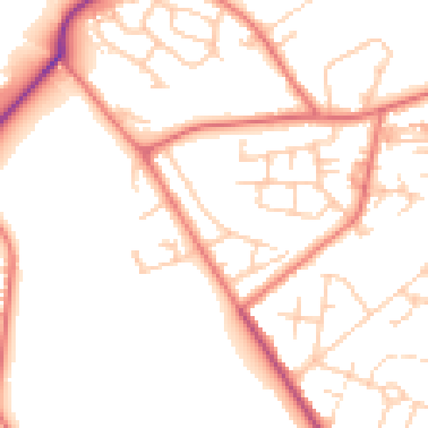 Daytime road noise heatmap for M7 3QW