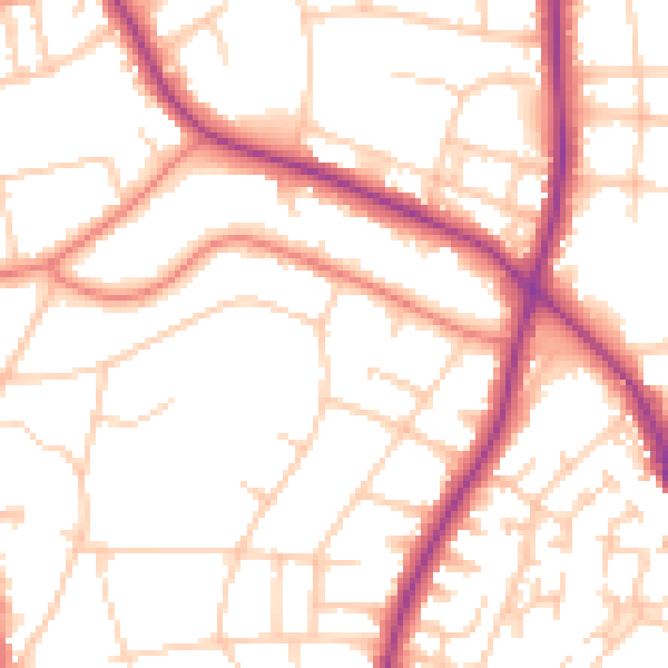 Daytime road noise heatmap for M7 4JN