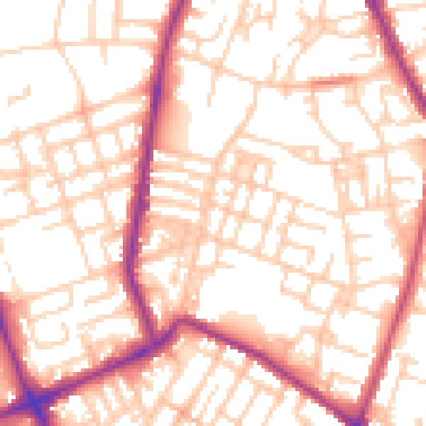 Daytime road noise heatmap for M7 4TW
