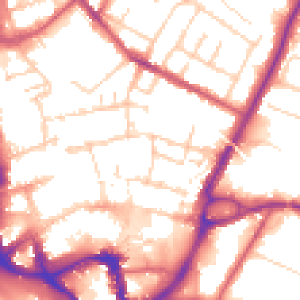 Daytime road noise heatmap for ME14 1EU