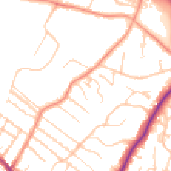 Daytime road noise heatmap for ME14 2FF