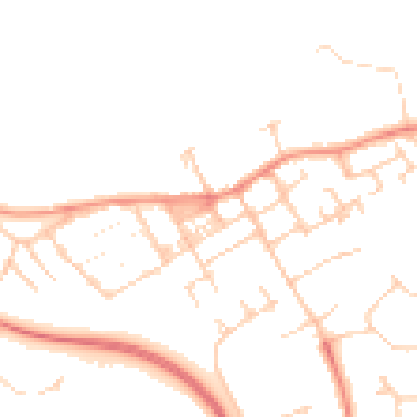 Daytime road noise heatmap for MK13 0DD