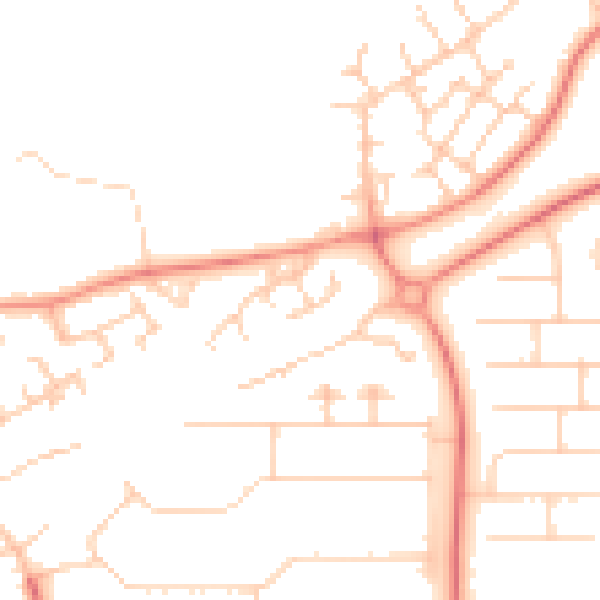 Daytime road noise heatmap for MK13 0DT