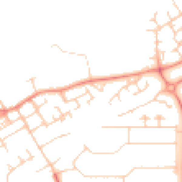 Daytime road noise heatmap for MK13 0EZ