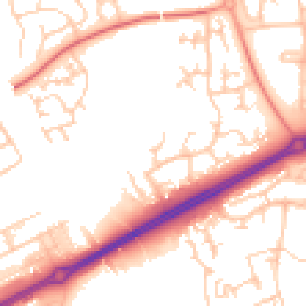 Daytime road noise heatmap for MK13 0PG