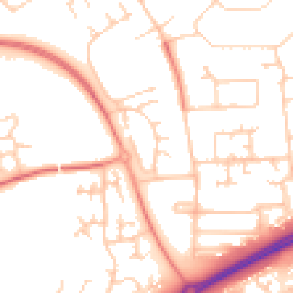 Daytime road noise heatmap for MK13 7HR