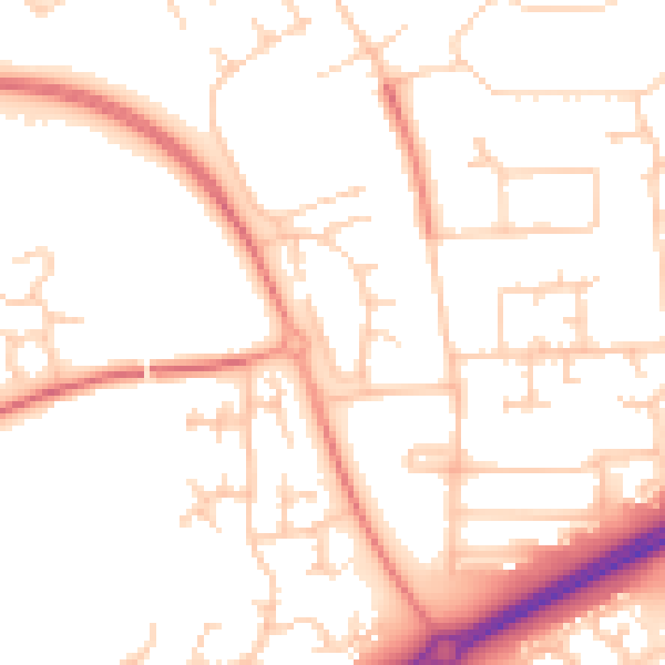 Daytime road noise heatmap for MK13 7JN