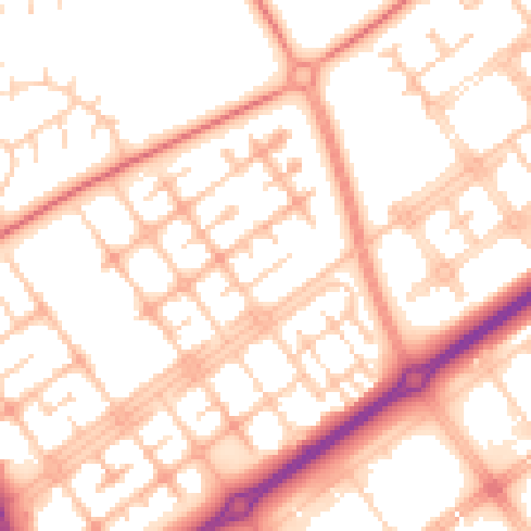 Daytime road noise heatmap for MK13 8AS
