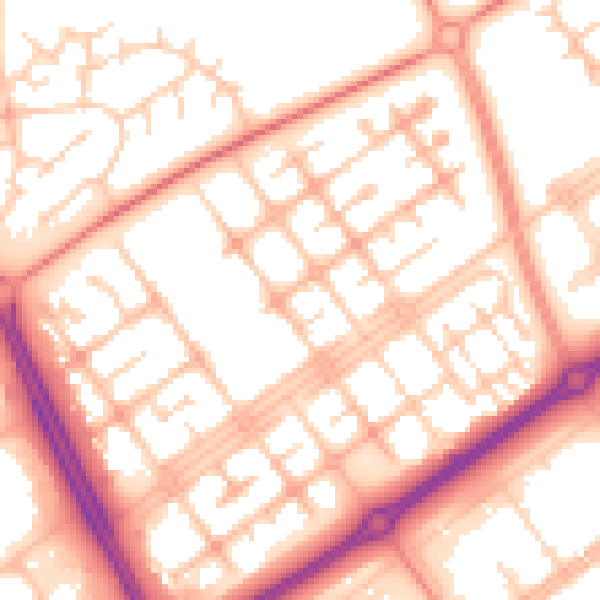 Daytime road noise heatmap for MK13 8DB