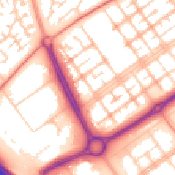 Daytime road noise heatmap for MK13 8LS