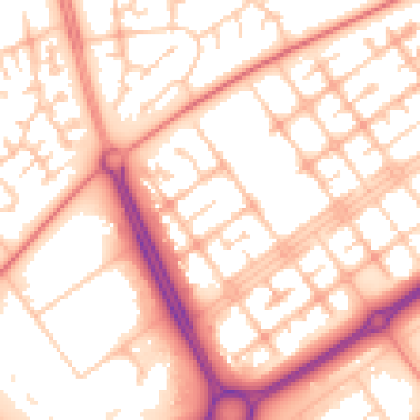 Daytime road noise heatmap for MK13 8NA