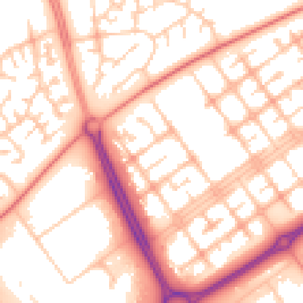 Daytime road noise heatmap for MK13 8NB