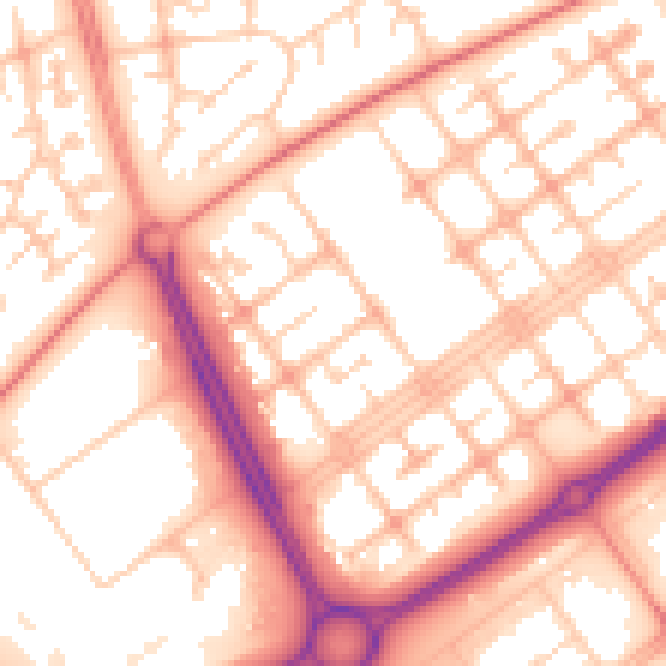Daytime road noise heatmap for MK13 8NG