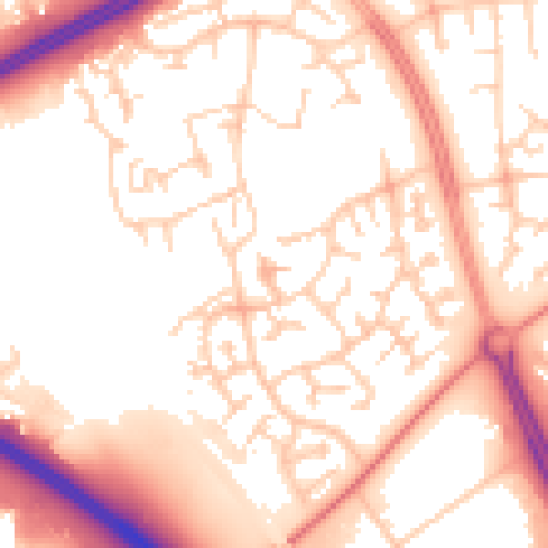 Daytime road noise heatmap for MK13 9BT