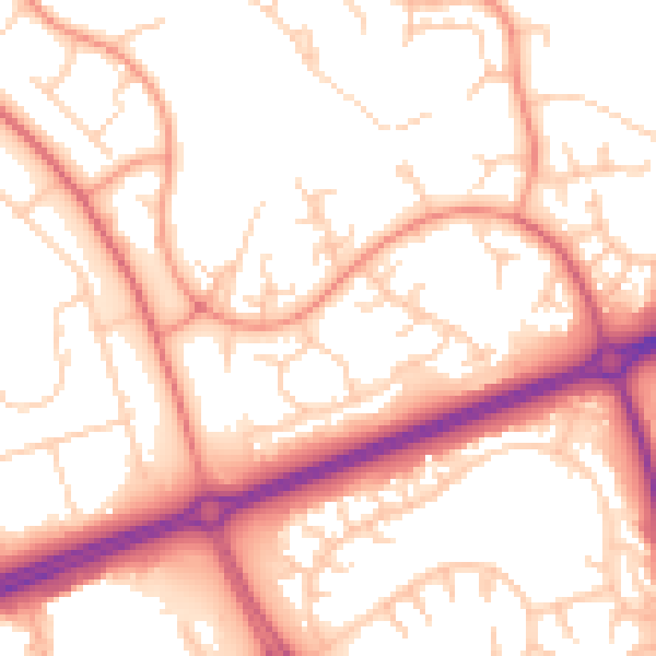 Daytime road noise heatmap for MK14 5DG