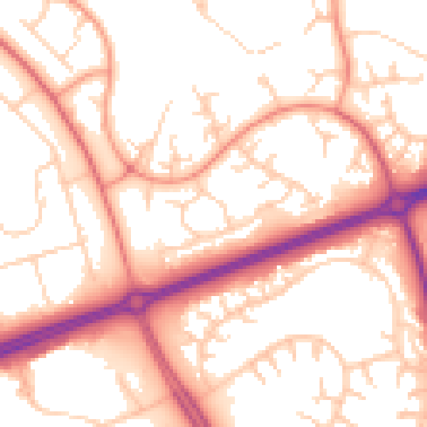 Daytime road noise heatmap for MK14 5DQ
