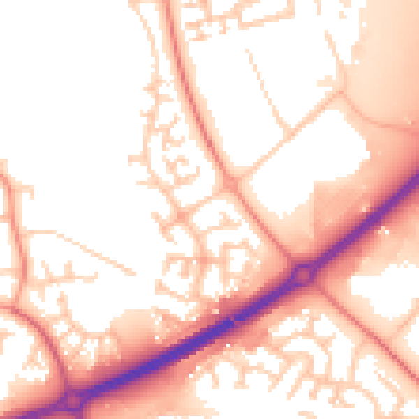 Daytime road noise heatmap for MK14 5HW