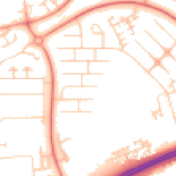 Daytime road noise heatmap for MK14 6AP