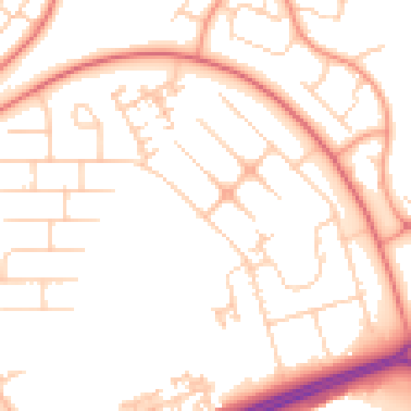 Daytime road noise heatmap for MK14 6BD