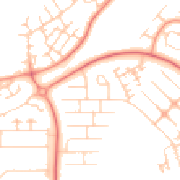 Daytime road noise heatmap for MK14 6BQ