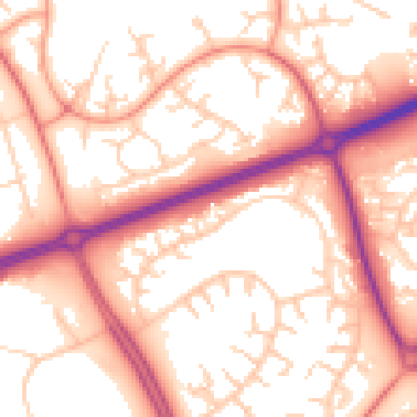 Daytime road noise heatmap for MK14 6EZ