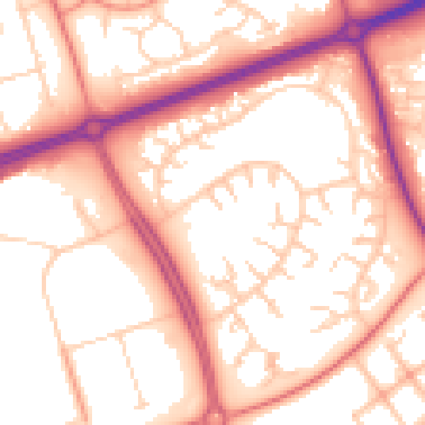 Daytime road noise heatmap for MK14 6HD
