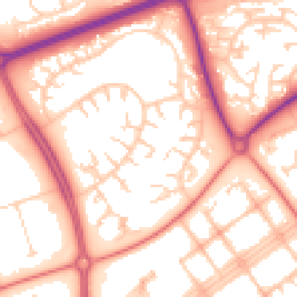 Daytime road noise heatmap for MK14 6HS