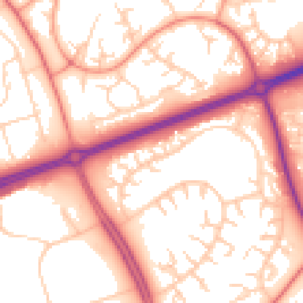 Daytime road noise heatmap for MK14 6JD