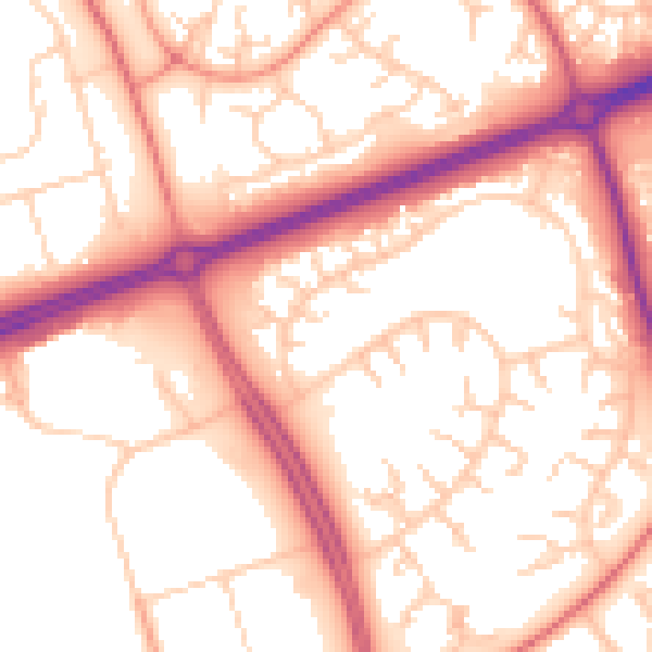 Daytime road noise heatmap for MK14 6JG