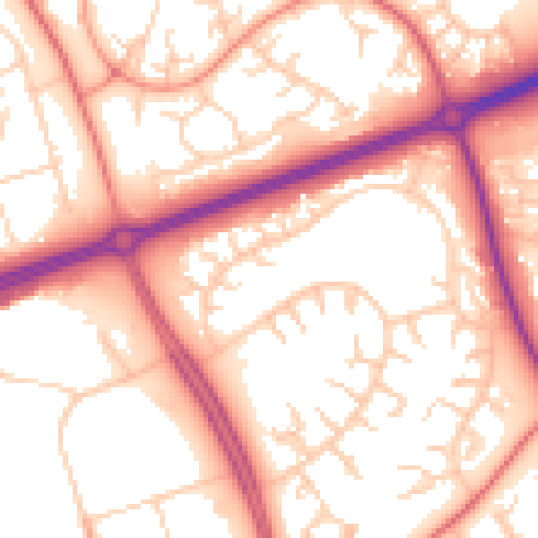 Daytime road noise heatmap for MK14 6JQ