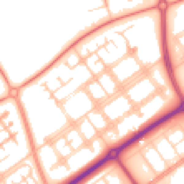 Daytime road noise heatmap for MK14 7AB